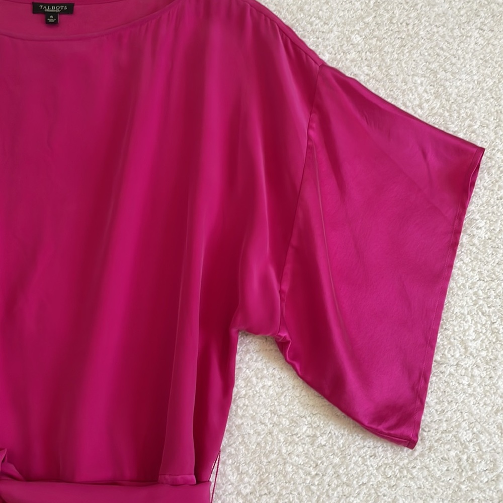TALBOTS KIMONO SLEEVES 100% SILK POPOVER DRESS - Picture 11 of 16